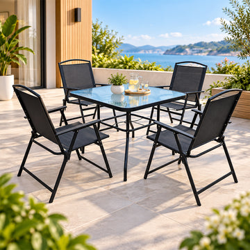 Alfresco 5-Piece Folding Chair and Table Outdoor Dining Set