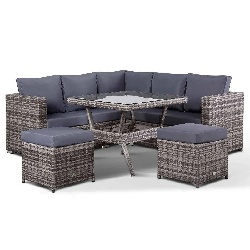 Alfresco Grandeur Large Corner Dining Set with Ottomans